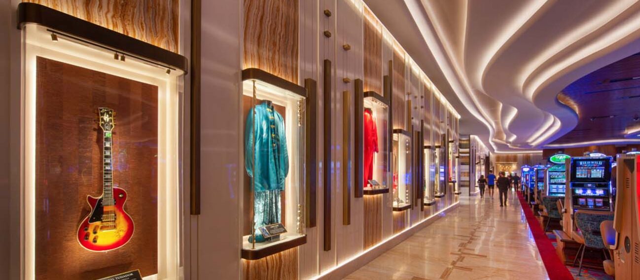 LED accent strip lights in a hotel casino.