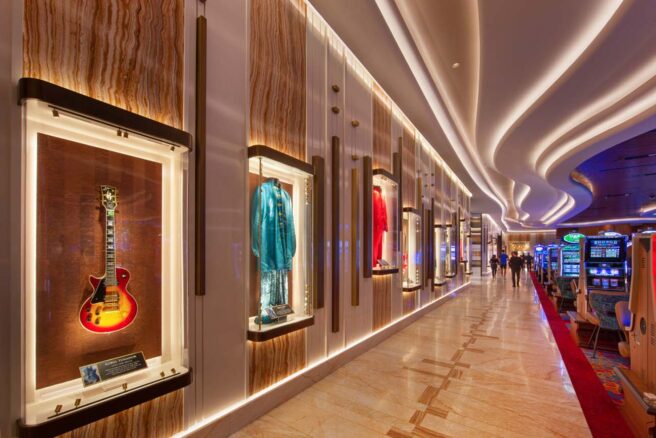 LED accent strip lights in a hotel casino.