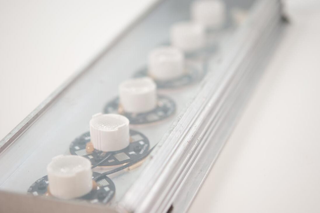 A close-up photo of LED lighting components